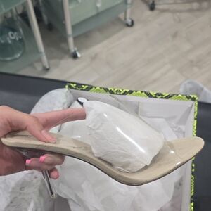 Chic Clear and Beige Heeled Sandals